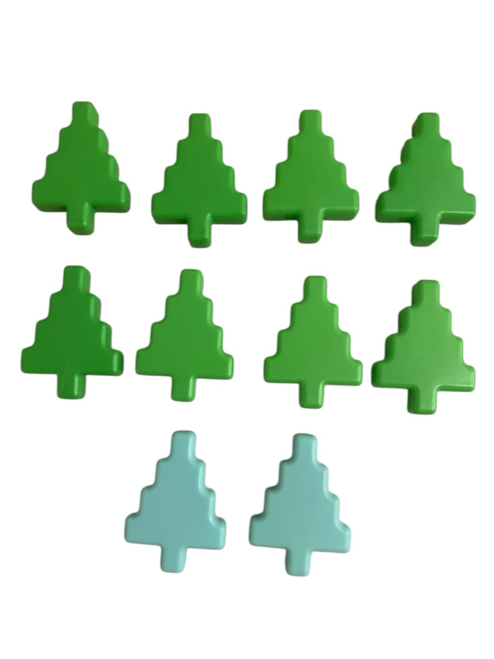 Vintage Little Tikes Wee Waffle Blocks Christmas Trees Lot Green Blue 10 Pieces